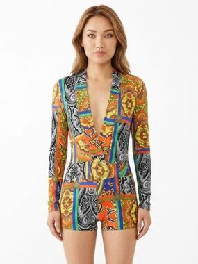 Goodtime USA 6283 CUT Paisley Graphic Print Long Sleeve Women Size M